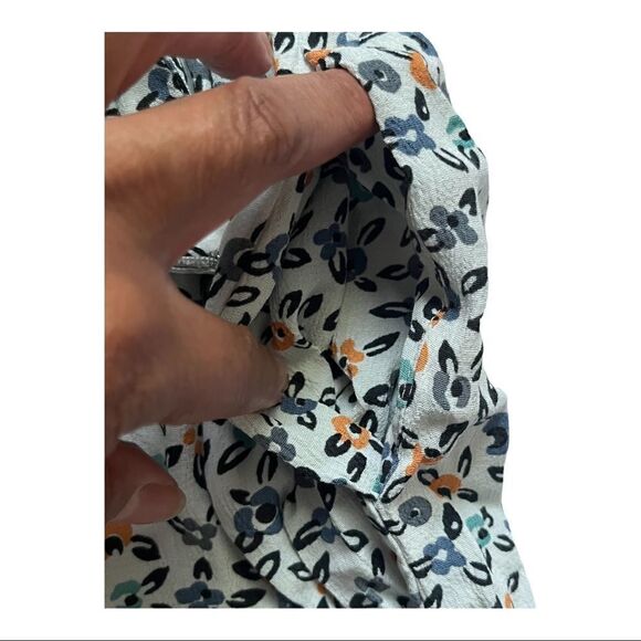 american Vintage mini skirt pleats floral elastic waistband  off white size XS - Picture 7 of 16